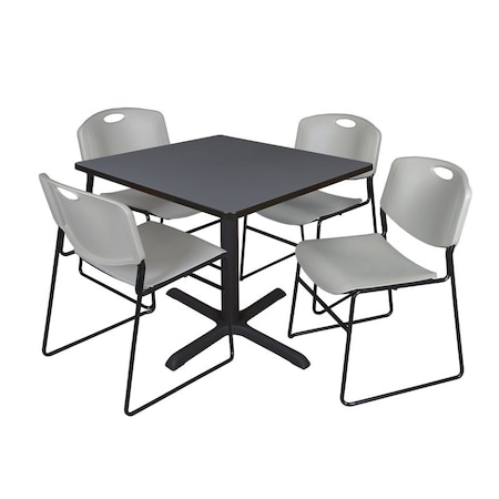Cain Cain Square Table & Chair Set, Wood, Metal, Polypropylene Top TB4242GY44GY